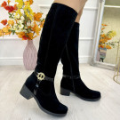 Чоботи чорні жіночі замшеві зимові. 37 розмір 