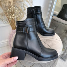 Напівчеревики чорні шкіряні жіночі на стійких підборах