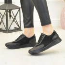 Кросівки жіночі з натуральної шкіри та замші чорного кольору