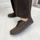 Кеди коричневі на шнурівці. Натуральна шкіра нубук. 39 розмір