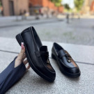 Лофери жіночі чорні шкіряні