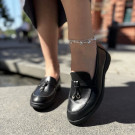 Лофери жіночі чорні шкіряні