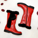 Напівчоботи підліткові шкіряні для дівчаток, на потовщеній підошві, колір червоний