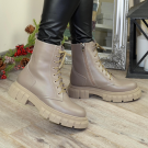 Черевики жіночі шкіряні на шнурівці. Колір візон. 39 розмір